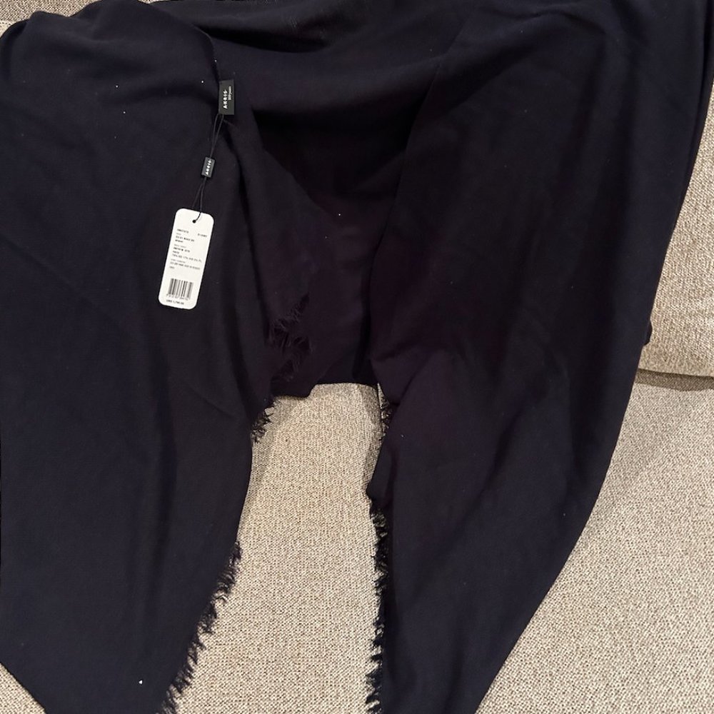 Akris Navy Silk Cashmere Scarf with Fine Sequins